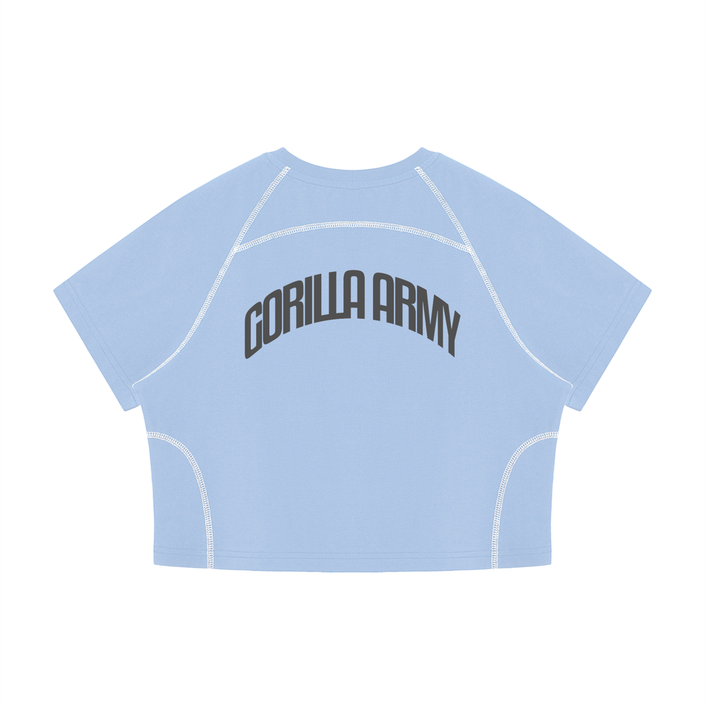 Women's Contrast Stitch Raglan Crop T-Shirt