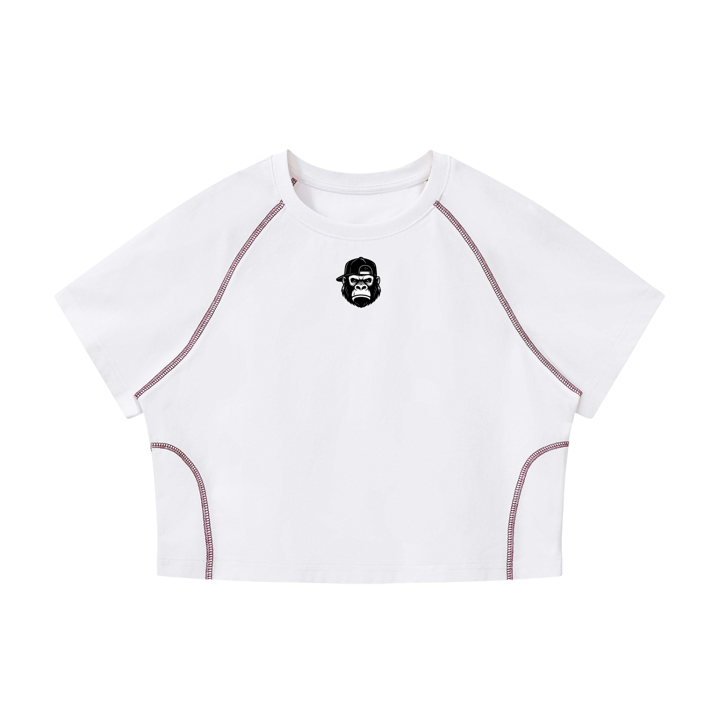 Women's Contrast Stitch Raglan Crop T-Shirt