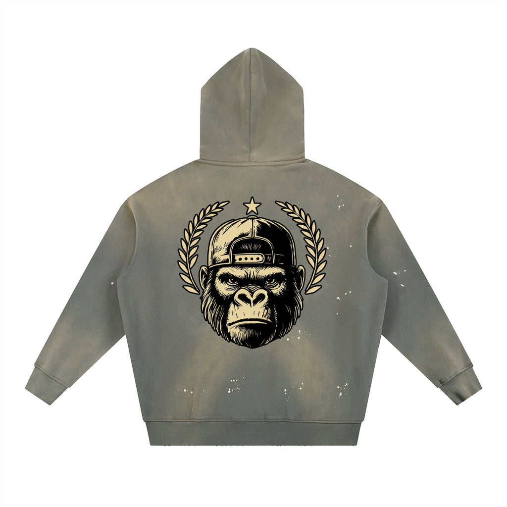 Gorilla Army Street Division Vintage Washed Frayed Fleece Hoodie