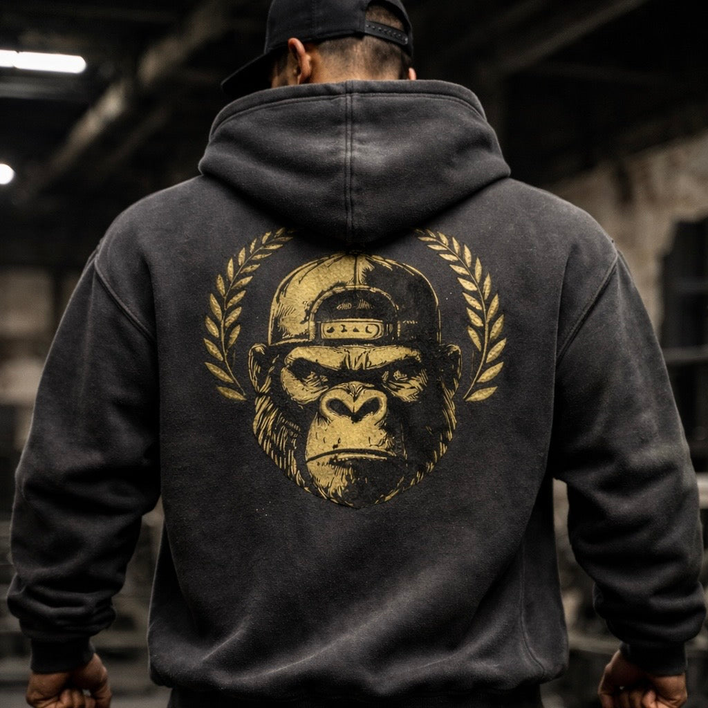 Gorilla Army Street Division Vintage Washed Frayed Fleece Hoodie