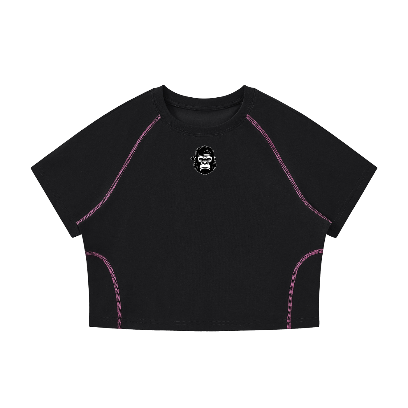 Women's Contrast Stitch Raglan Crop T-Shirt