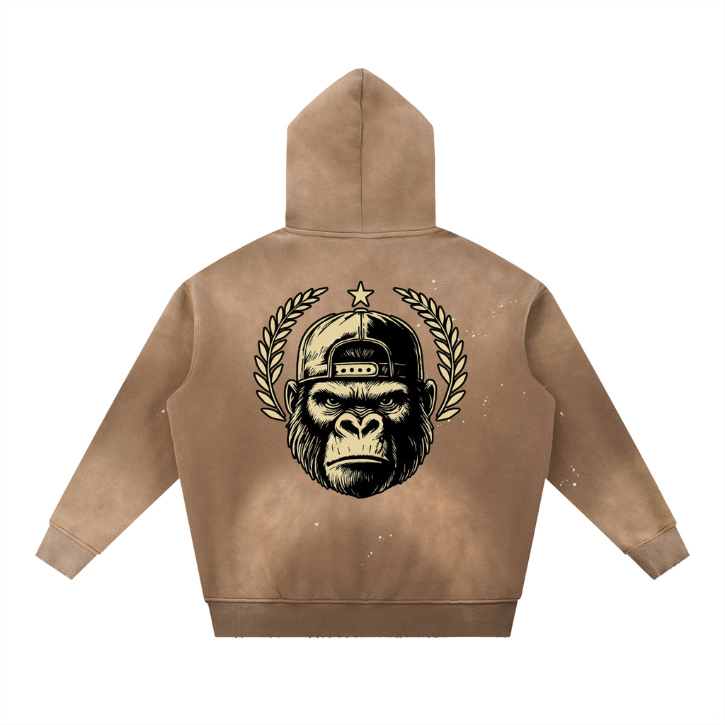 Gorilla Army Street Division Vintage Washed Frayed Fleece Hoodie