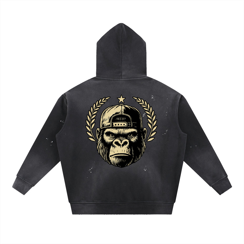 Gorilla Army Street Division Vintage Washed Frayed Fleece Hoodie