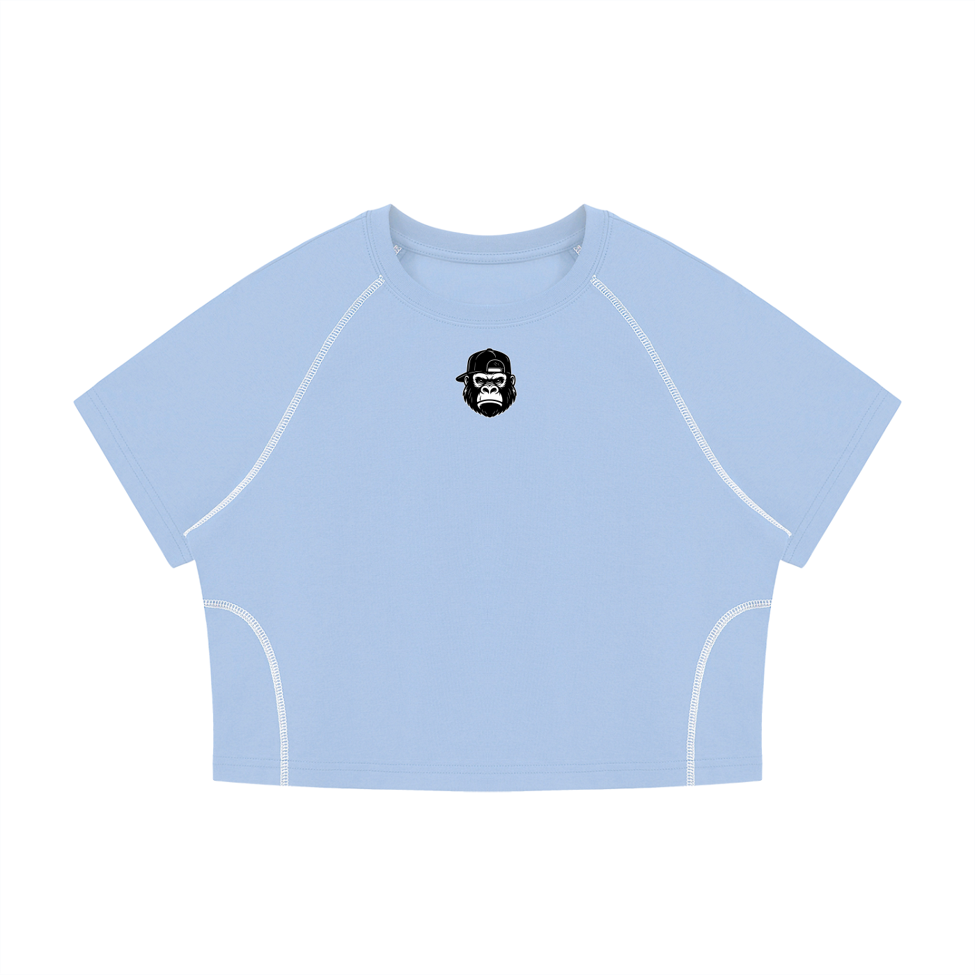 Women's Contrast Stitch Raglan Crop T-Shirt