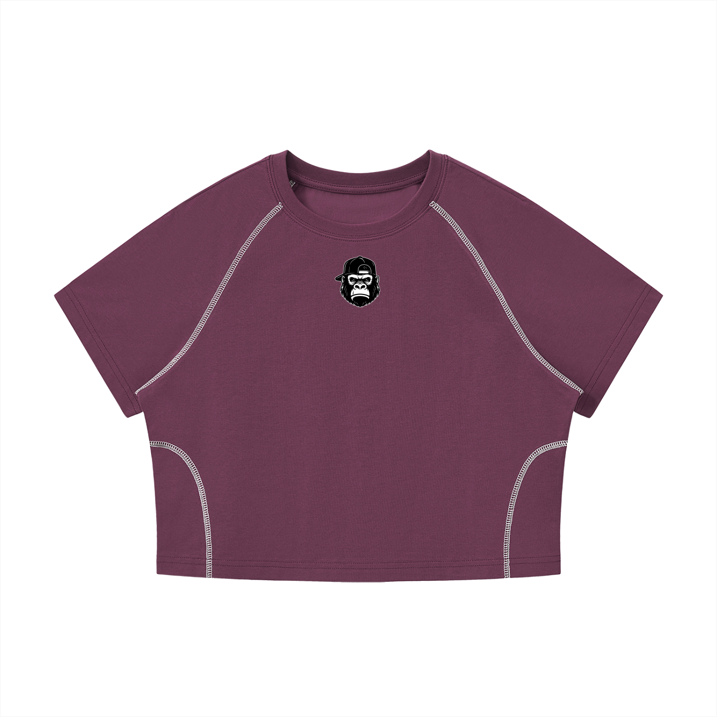Women's Contrast Stitch Raglan Crop T-Shirt